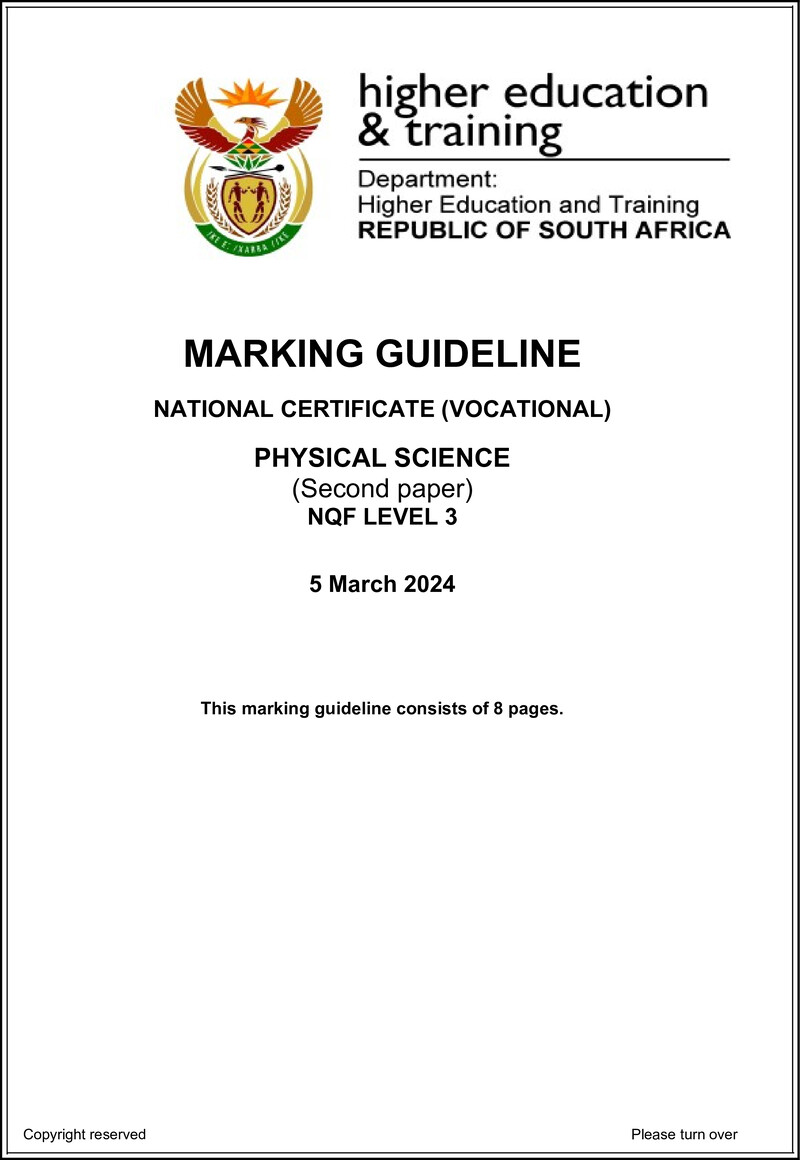 Nc2310 Physical Science L3 P2 Memo Supp 2024