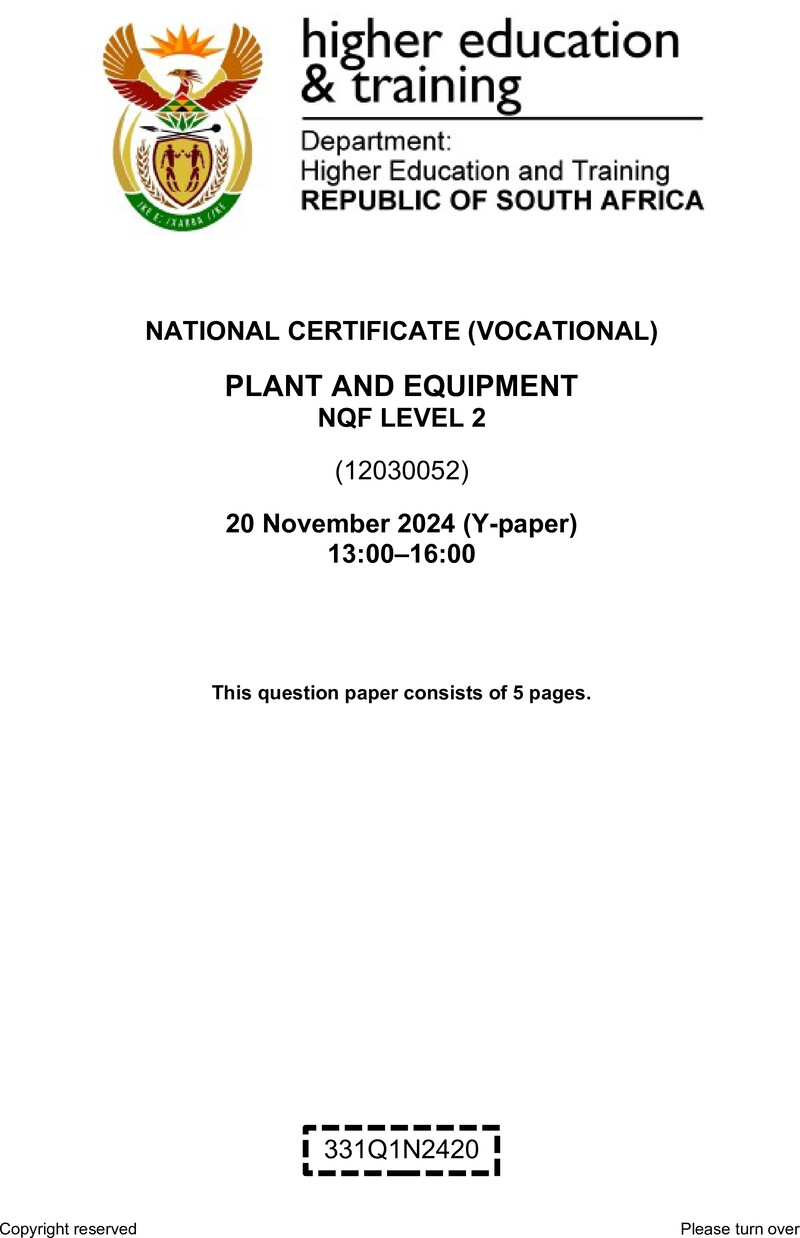 Nc2340 Plant And Equipment L2 QP Nov 2024