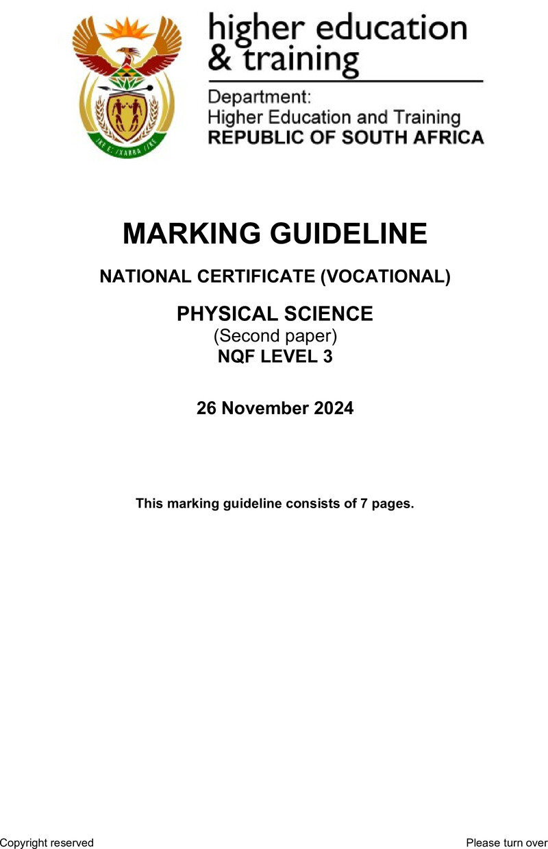Nc2350 Physical Science L3 P2 Memo Nov 2024