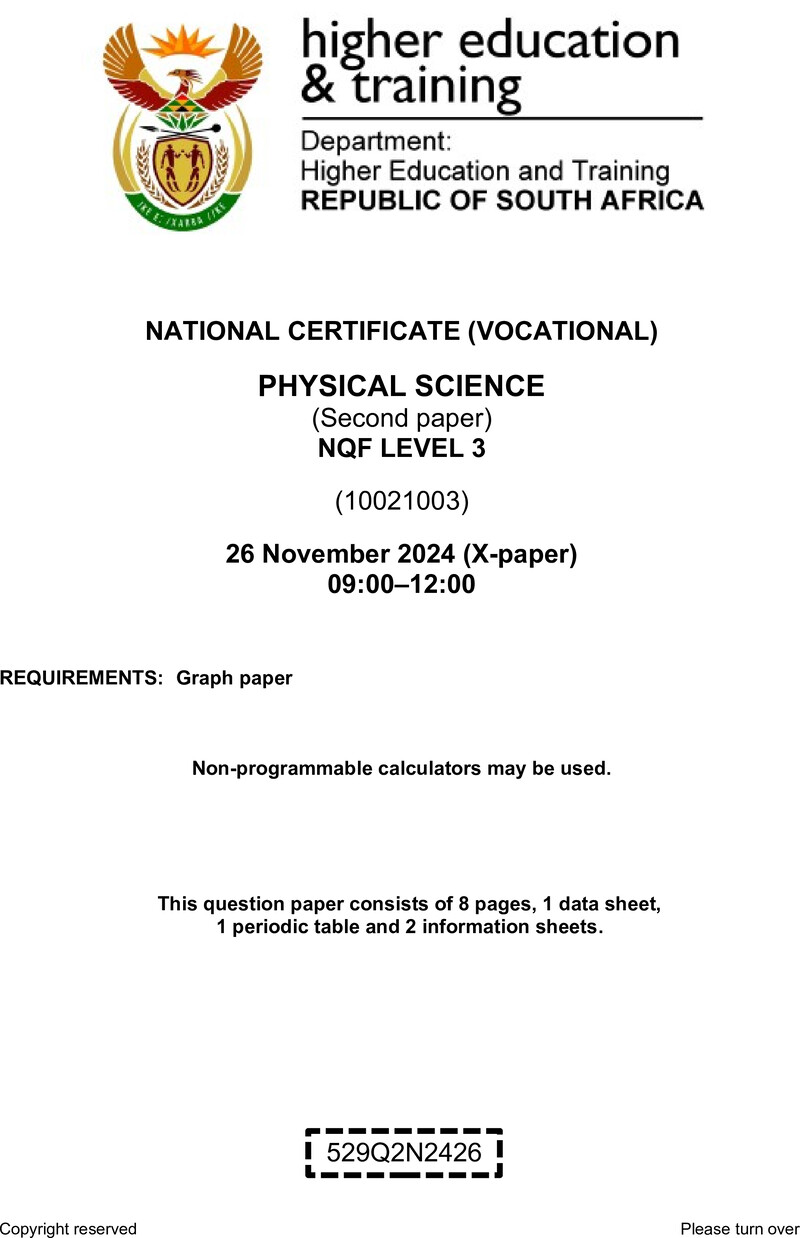 Nc2350 Physical Science L3 P2 QP Nov 2024