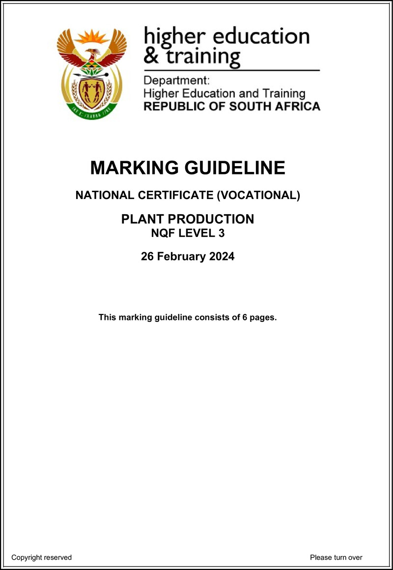 Plant Production L3 MEMO Supp 2024 preview
