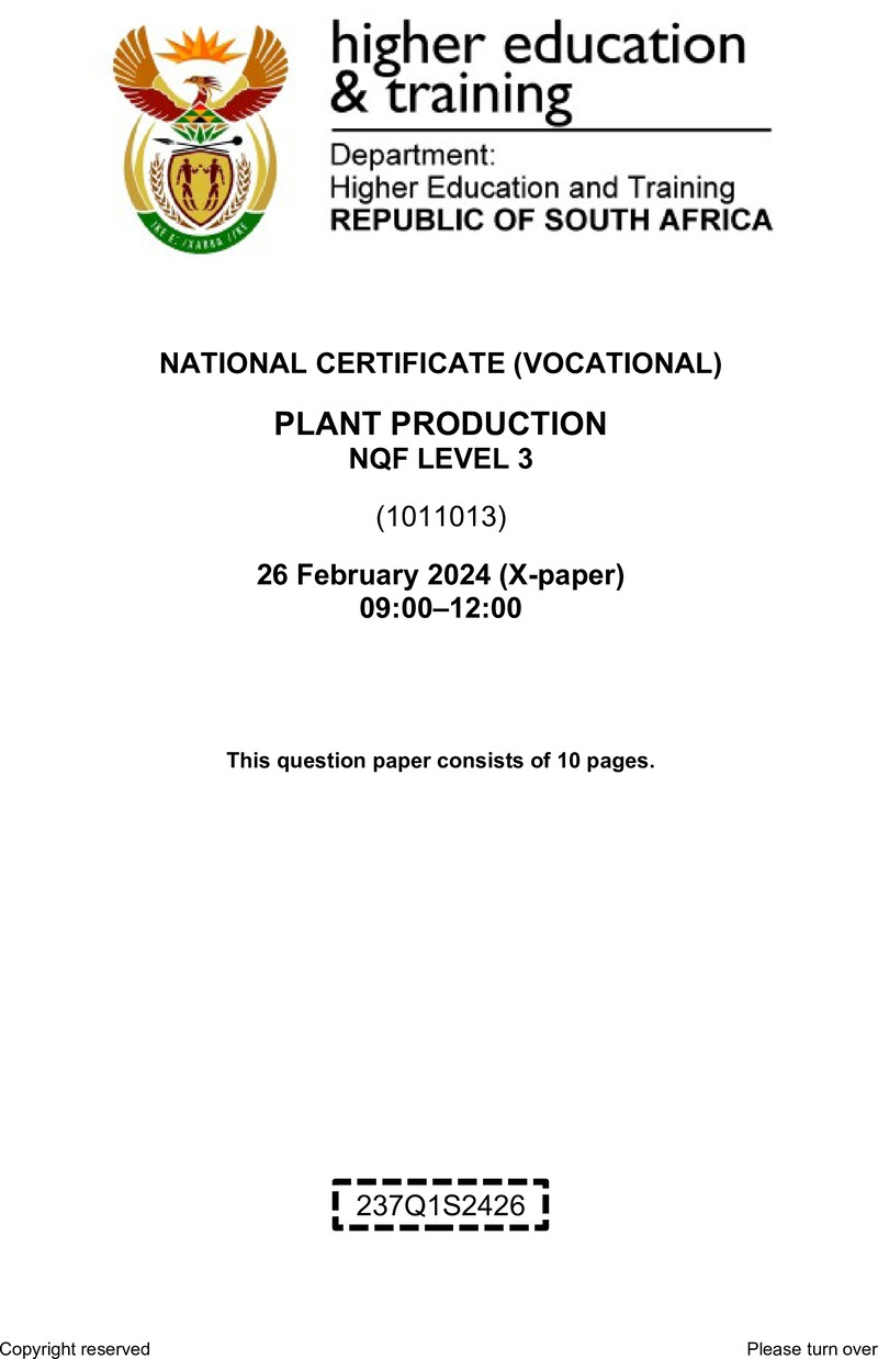 Plant Production L3 QP Supp 2024 preview