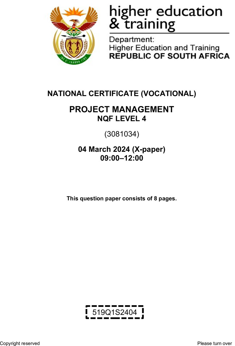 Nc2540 Project Management L4 QP Supp 2024