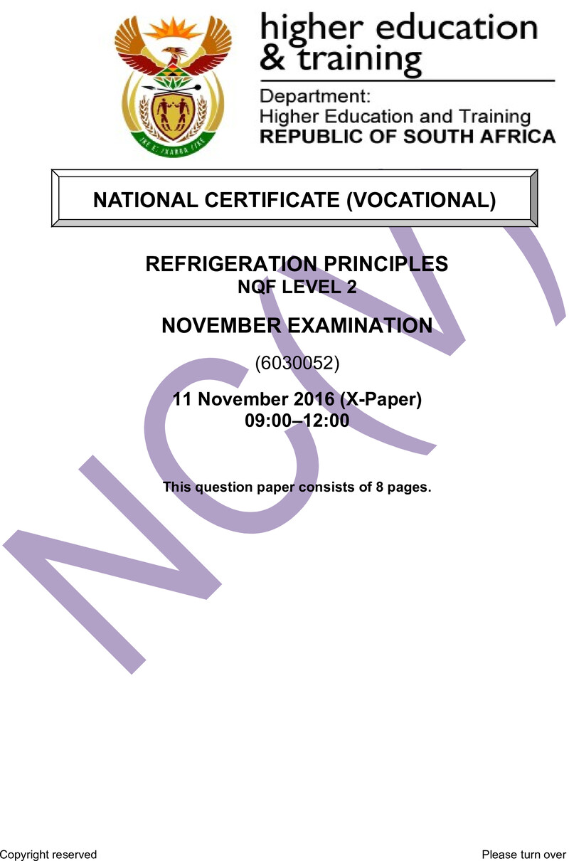 Nc2610 Refrigeration Principles L2 QP Nov 2016