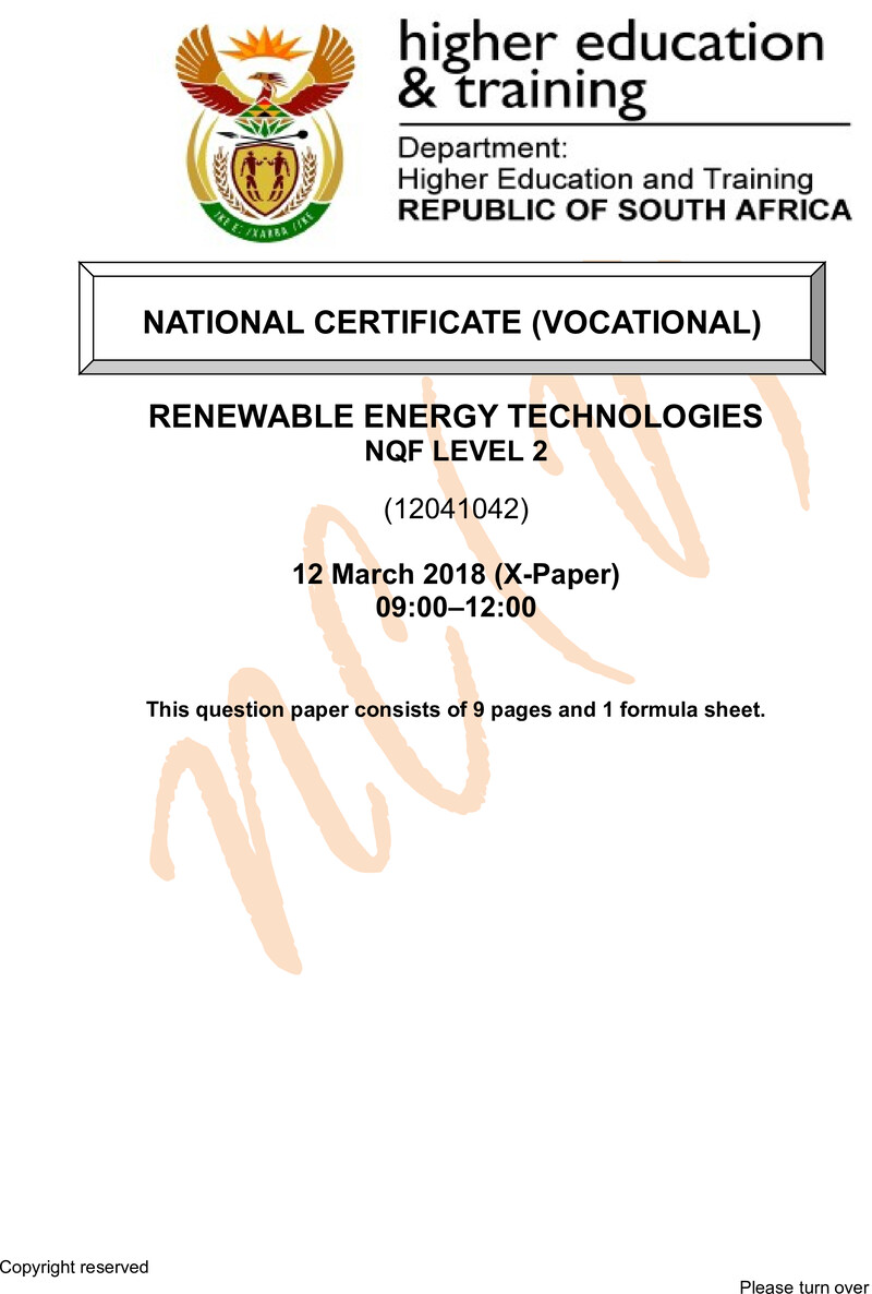 Nc2640 Renewable Energy Technologies L2 QP Supp 2018