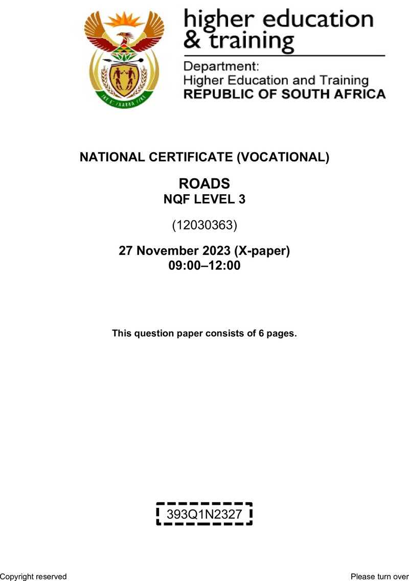 Nc2680 Roads L3 QP Nov 2023