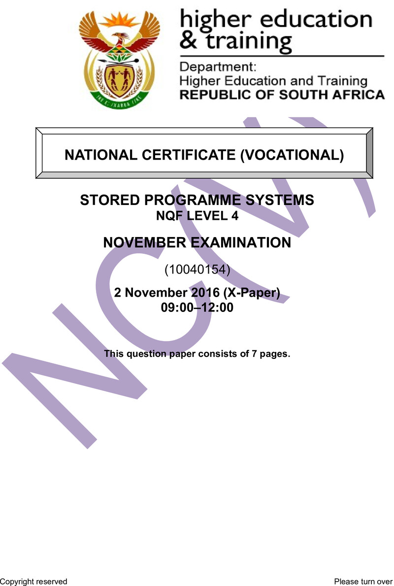Nc2740 Stored Programme Systems L4 Sup Now Nov 2016