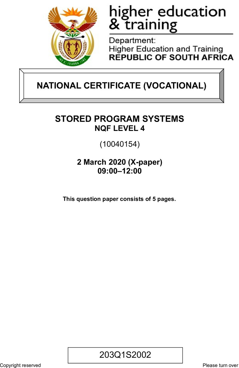 Nc2760 Stored Program Systems L4 Supp QP 2020