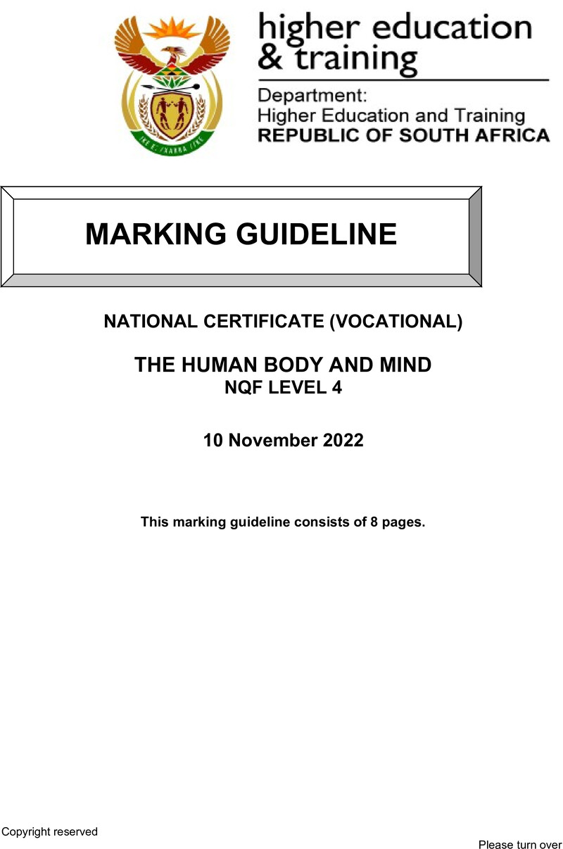 Nc2840 The Human Body And Mind L4 Memo Nov 2022