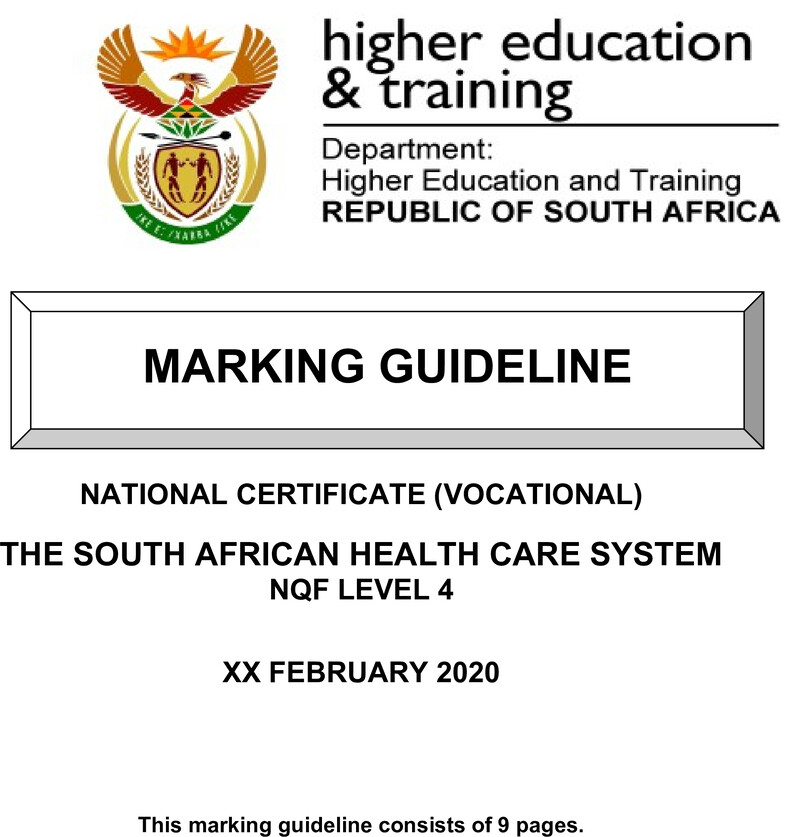 Nc2870 The South African Health Care System L4 Memo Feb 2020