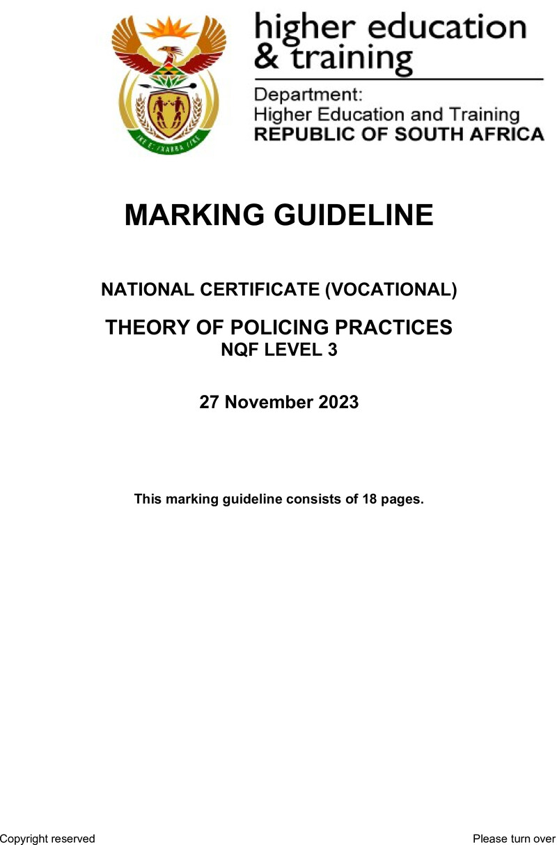 Nc2880 Theory Of Policing Practice L3 Memo Nov 2023