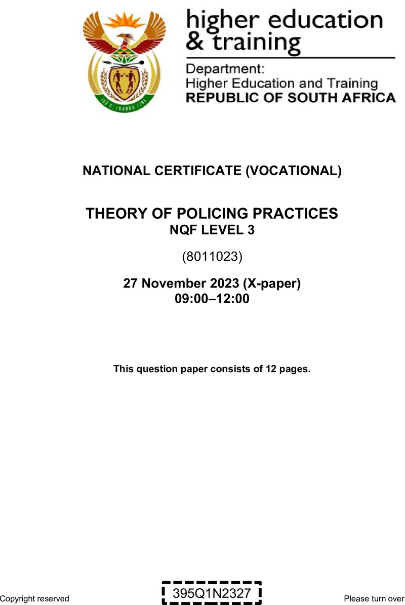Nc2880 Theory Of Policing Practice L3 QP Nov 2023