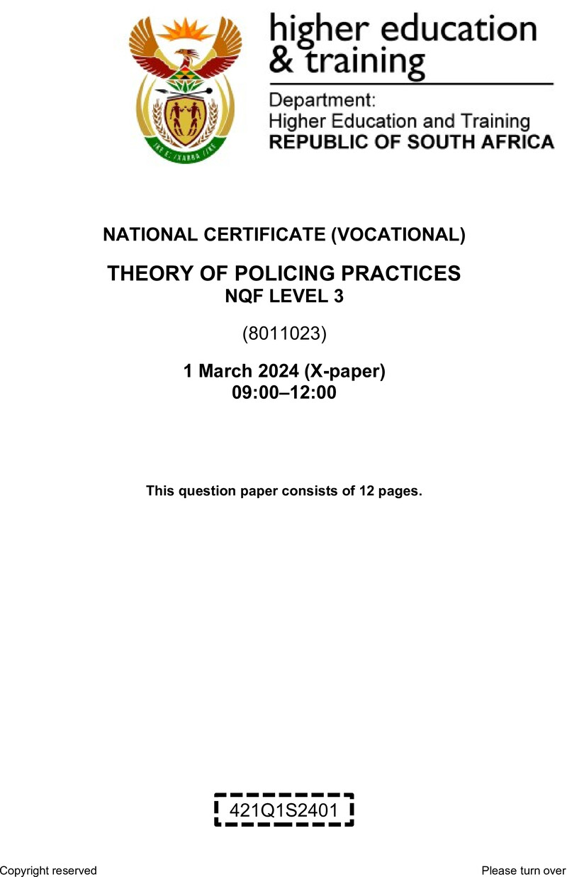 Nc2880 Theory Of Policing Practices L3 QP Supp 2024
