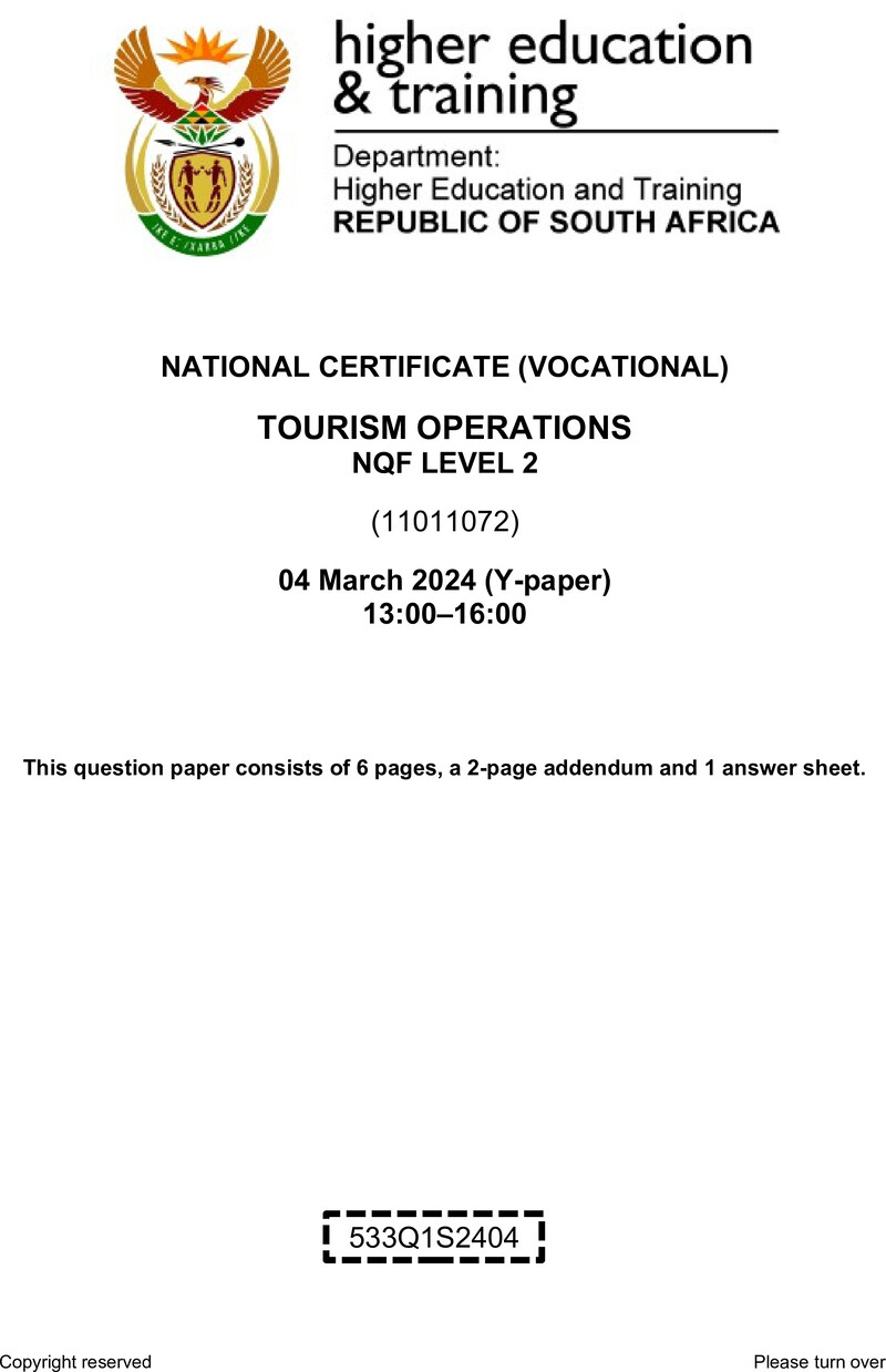 Nc2890 Tourism Operations L2 QP Feb 2024