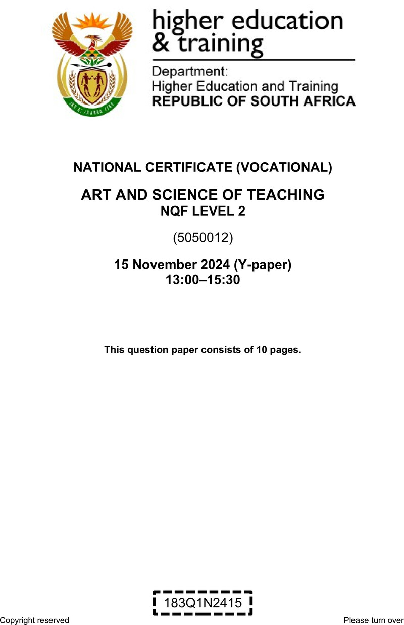 Nc290 Art And Science Of Teaching L2 Nov QP 2024
