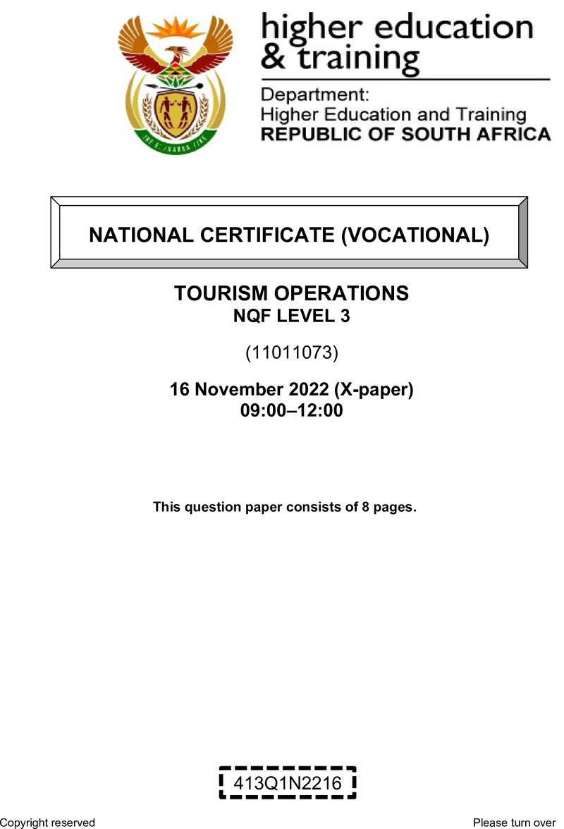Tourism Operations L3 QP Nov 2022 preview