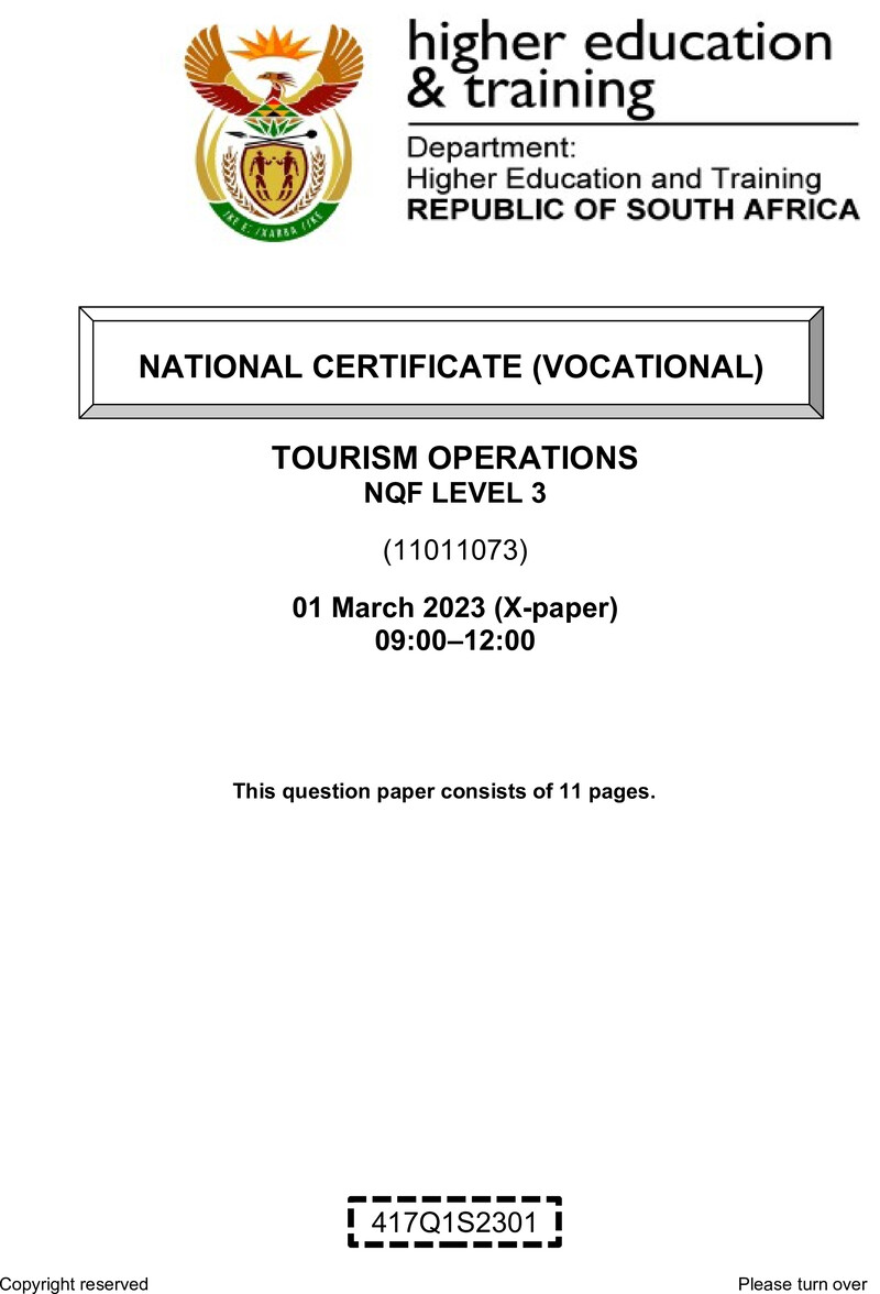 Tourism Operations L3 Supp QP 2023 preview