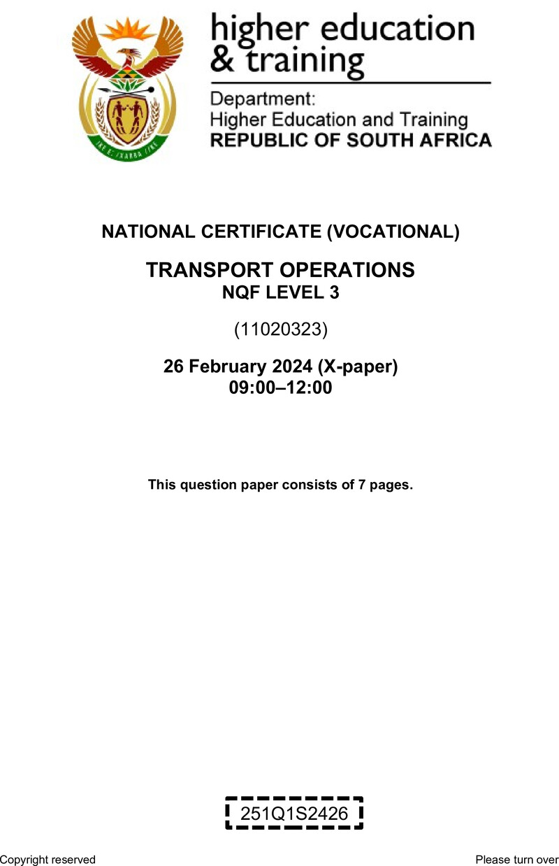 Nc2900 Transport Operations L3 QP Feb 2024