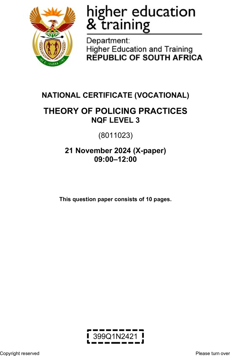 Nc2940 Theory Of Policing Practice L3 QP Nov 2024