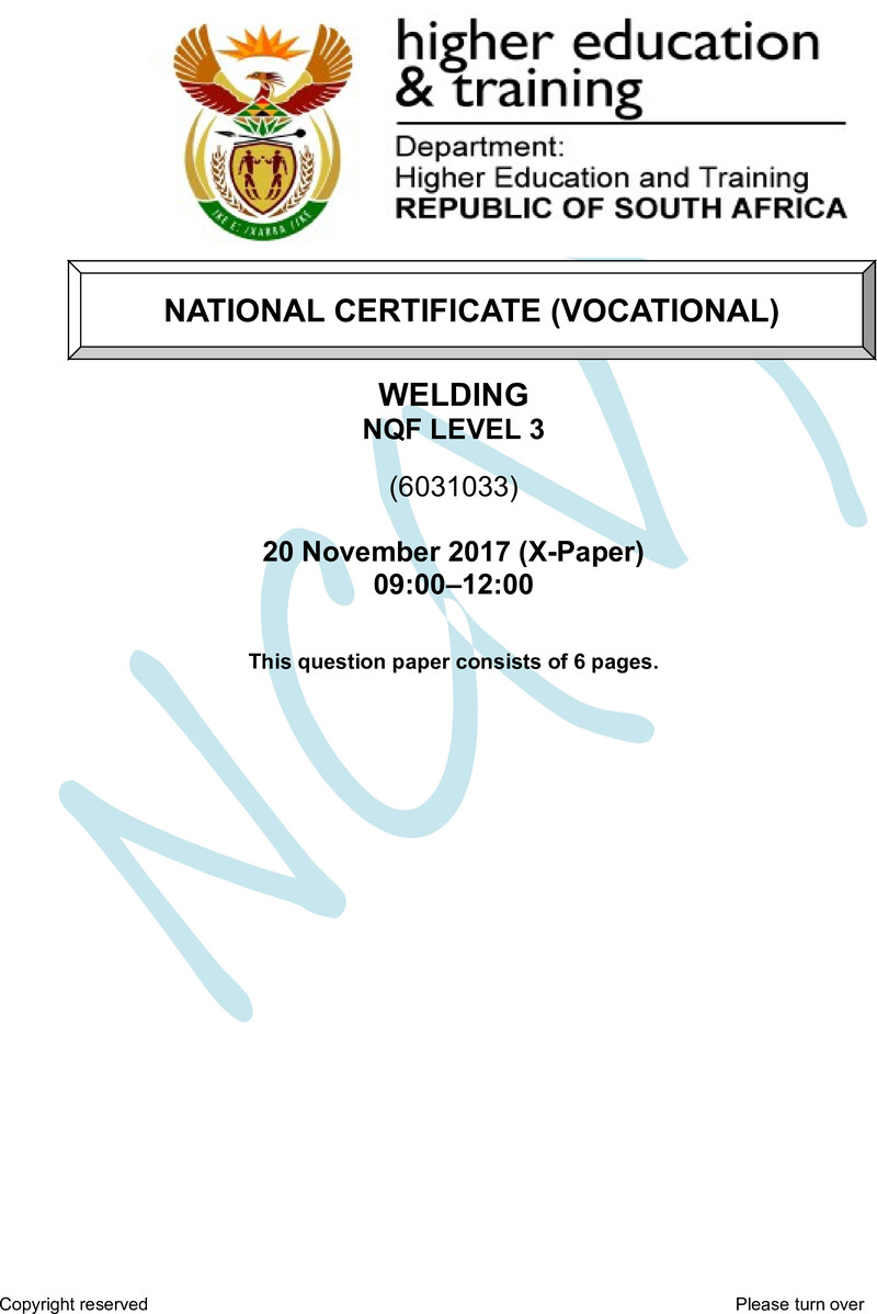 Nc2960 Welding L3 Nov QP 2017