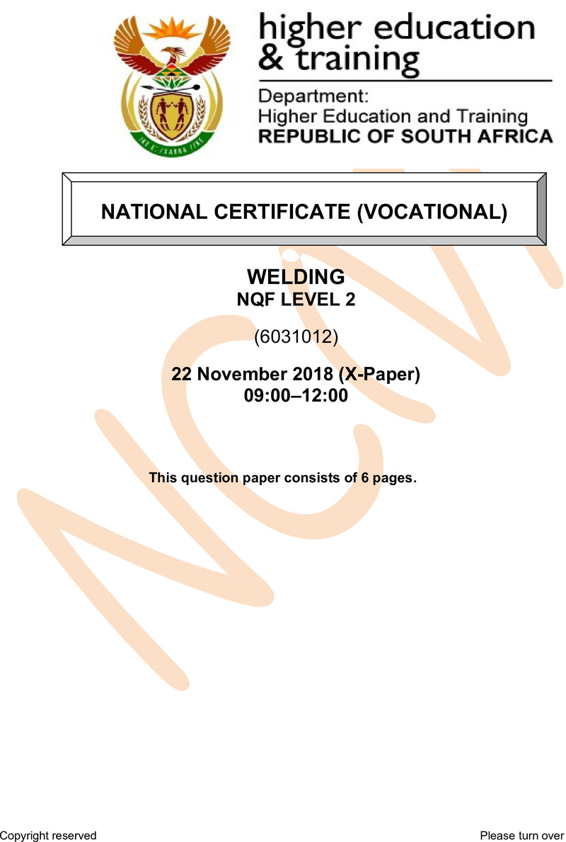 Nc2980 Welding L2 QP Nov 2018