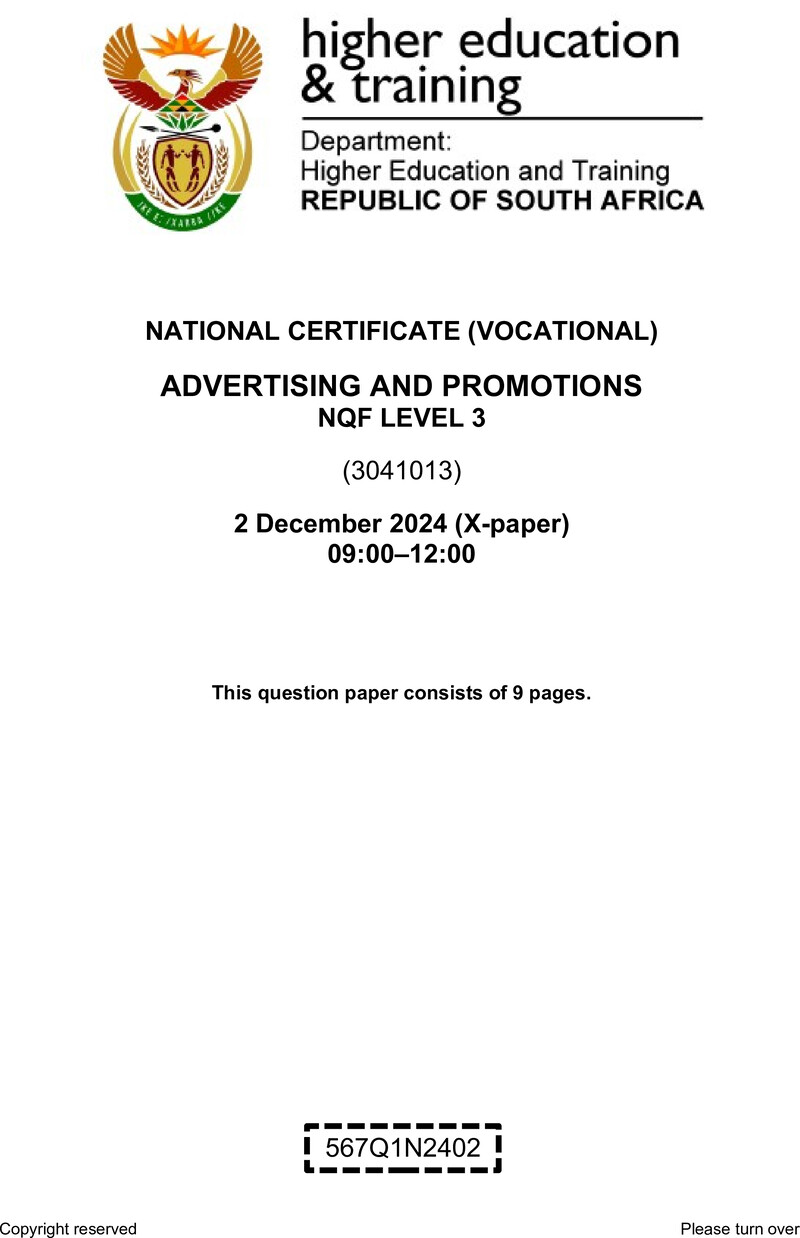 Nc30 Advertising And Promotions L3 QP Nov 2024