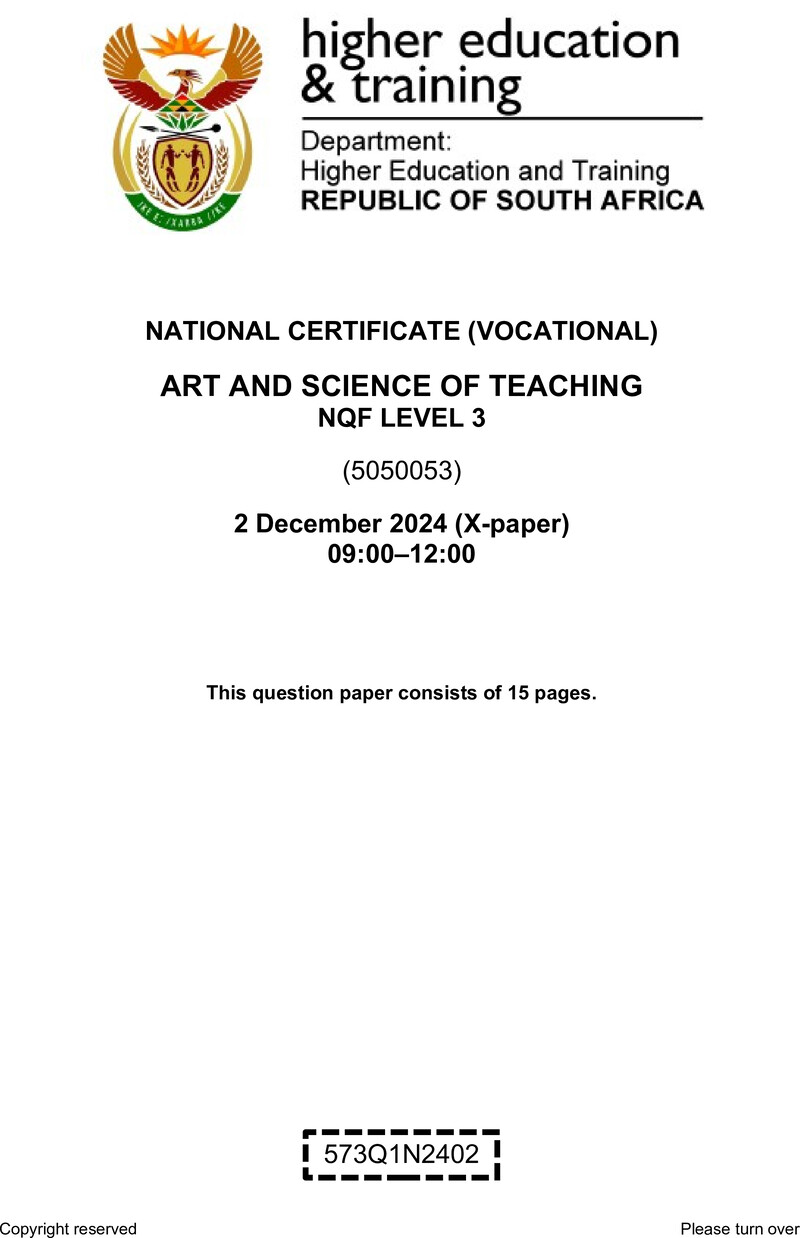 Nc300 Art And Science Of Teaching L3 QP Nov 2024