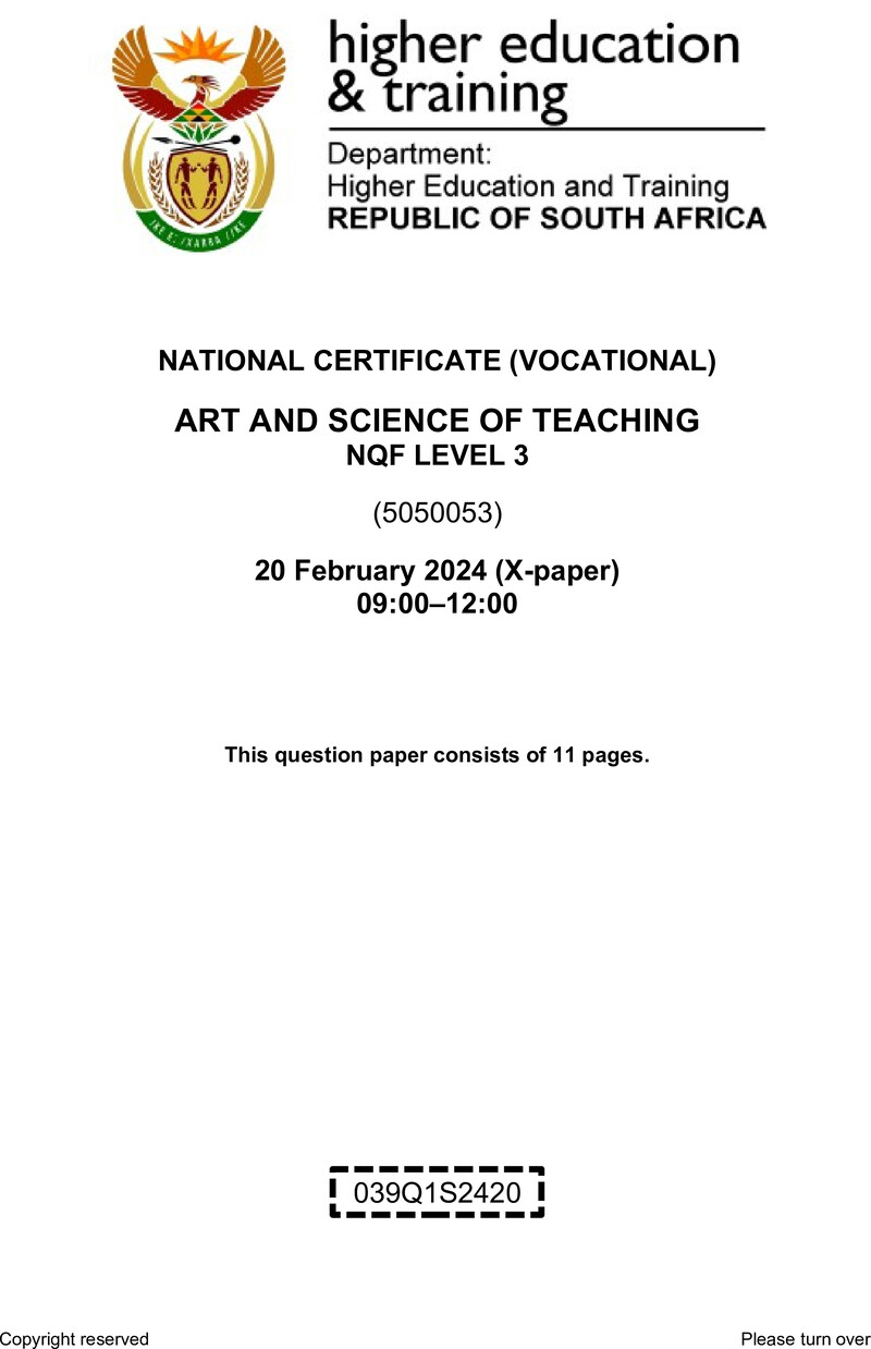 Nc300 Art And Science Of Teaching L3 QP Supp 2024