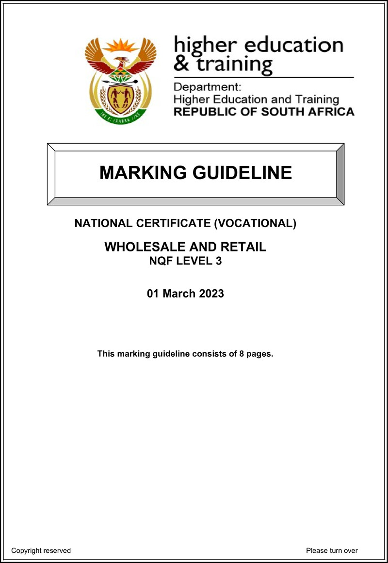 Nc3030 Wholesale And Retail L3 Supp Memo 2023