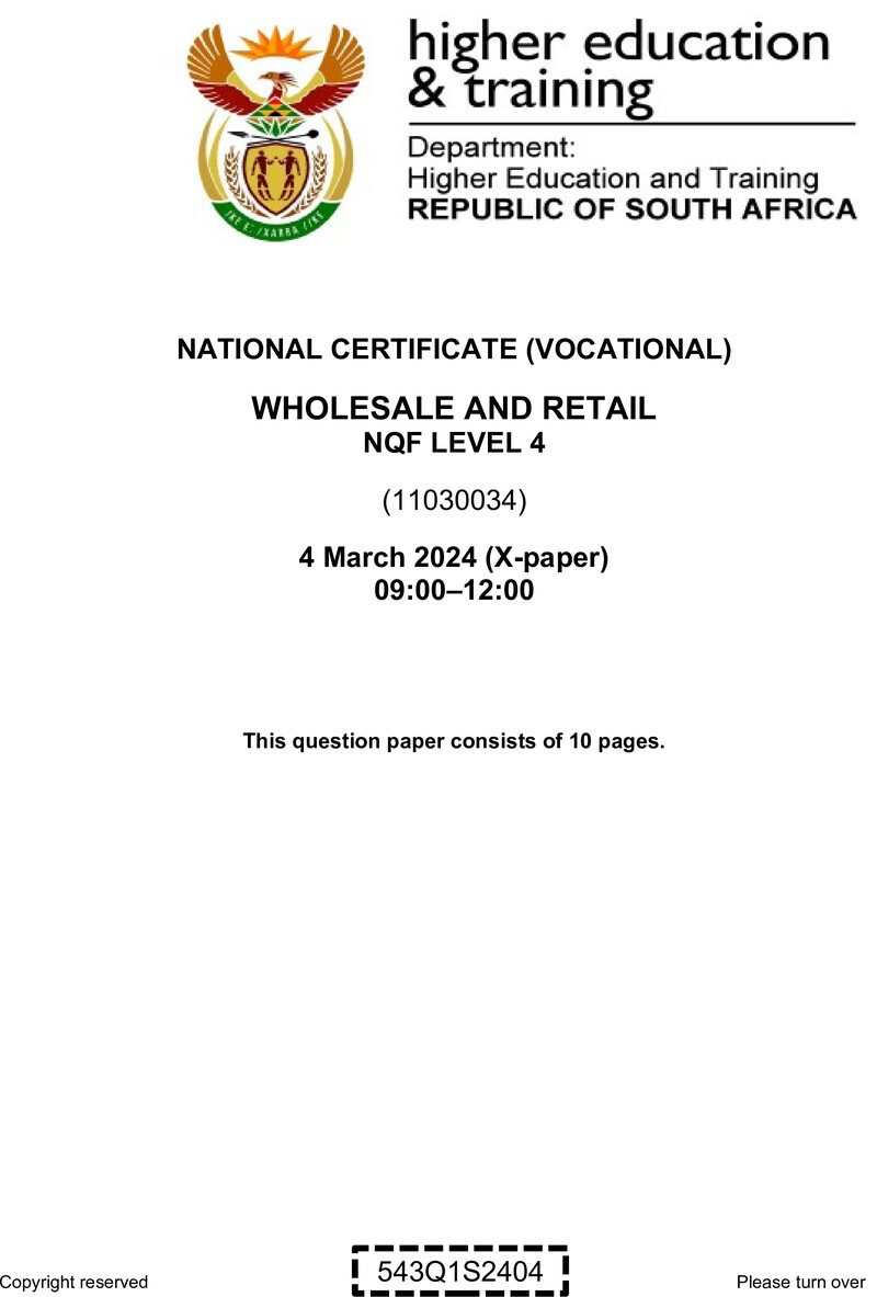 Nc3040 Wholesale And Retail L4 QP Supp 2024