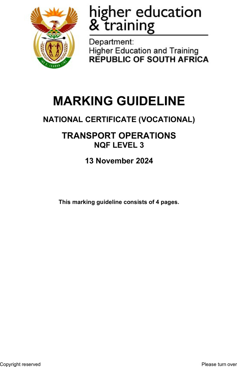 Transport Operations L3 Nov MEMO 2024 preview