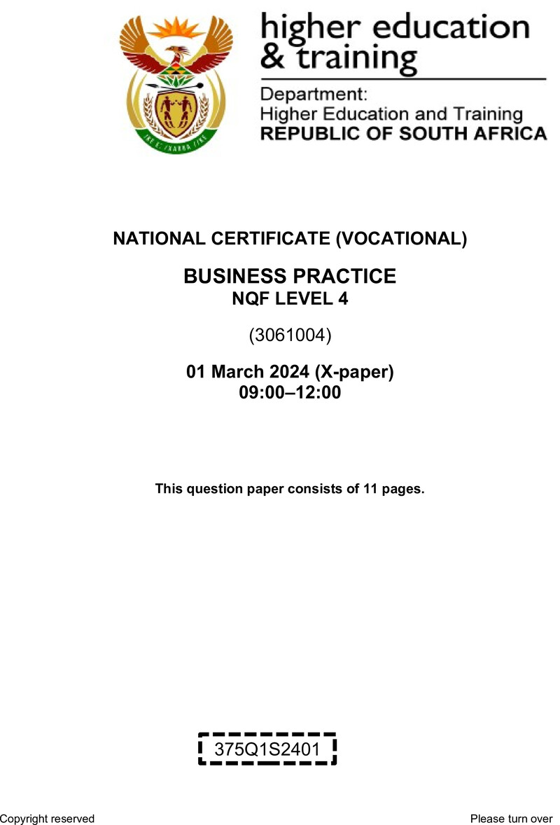 Business Practice L4 QP Supp 2024 preview