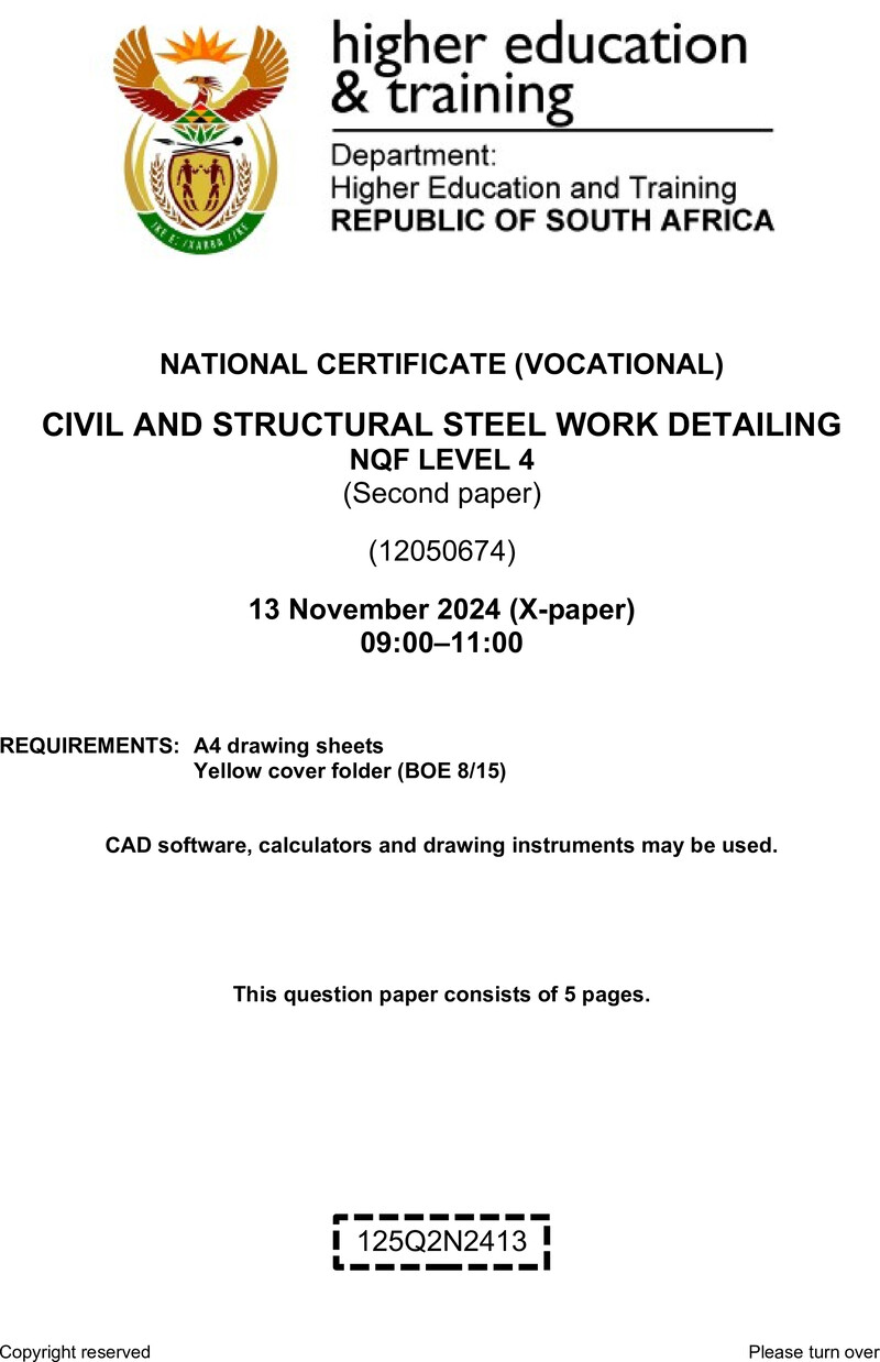Civil And Structural Steelwork Detailing L4 P2 QP Nov 2024 preview