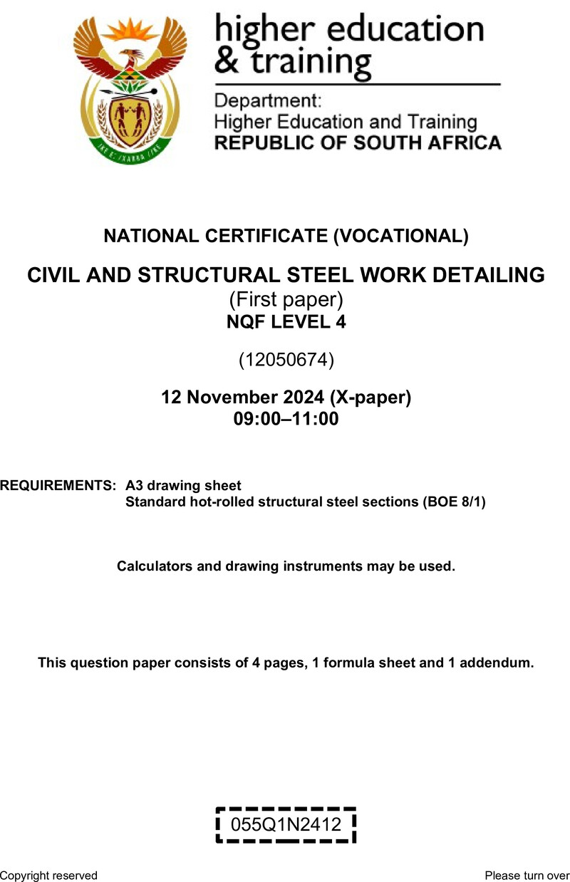 Civil And Structural Steelwork Detailing L4 P1 QP Nov 2024 preview