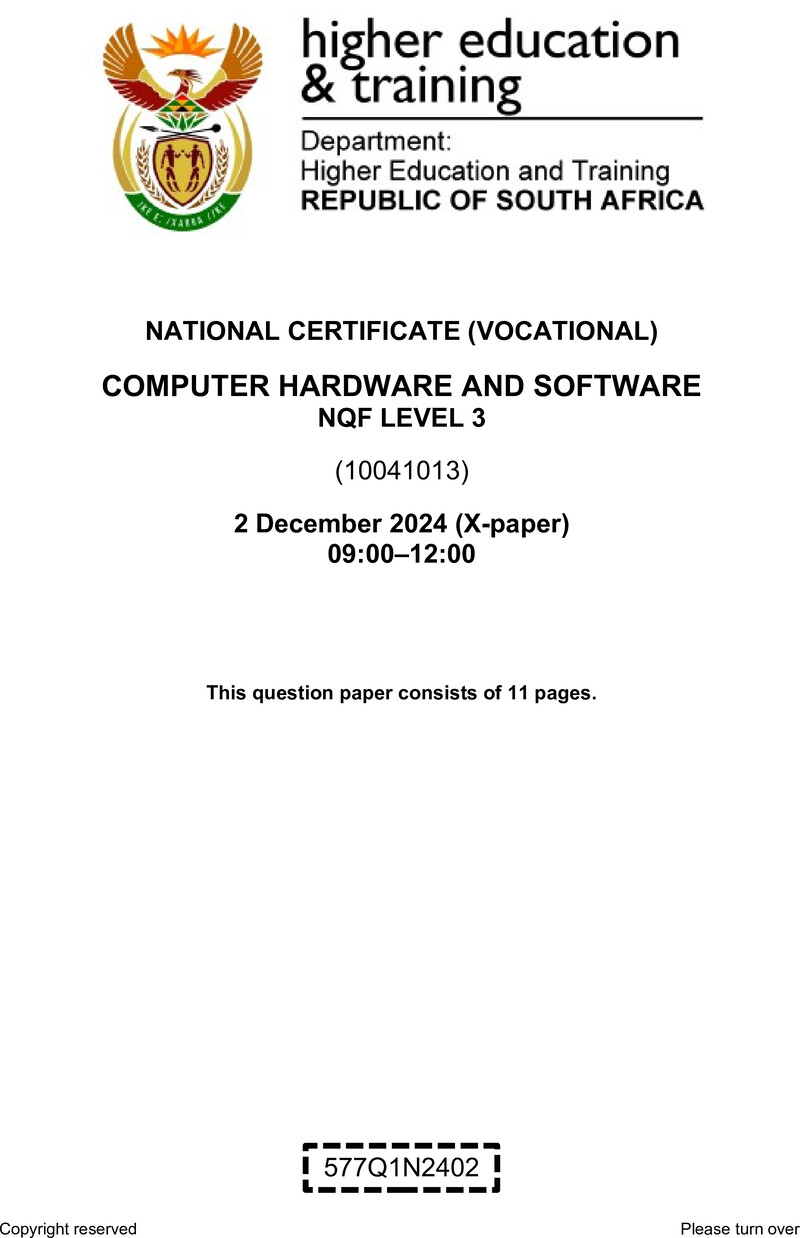 Nc540 Computer Hardware And Software L3 Nov QP 2024