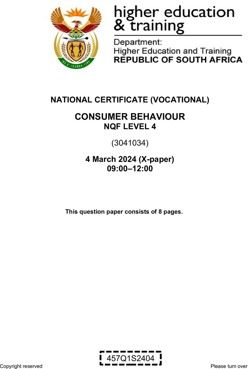 Nc650 Consumer Behaviour L4 Supp QP 2024