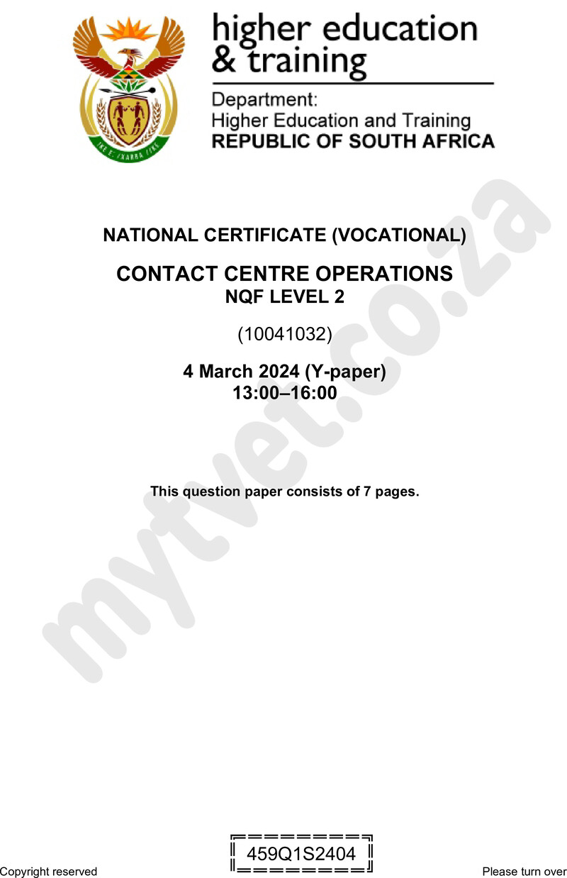 Nc660 Contact Centre Operations L2 QP Feb 2024