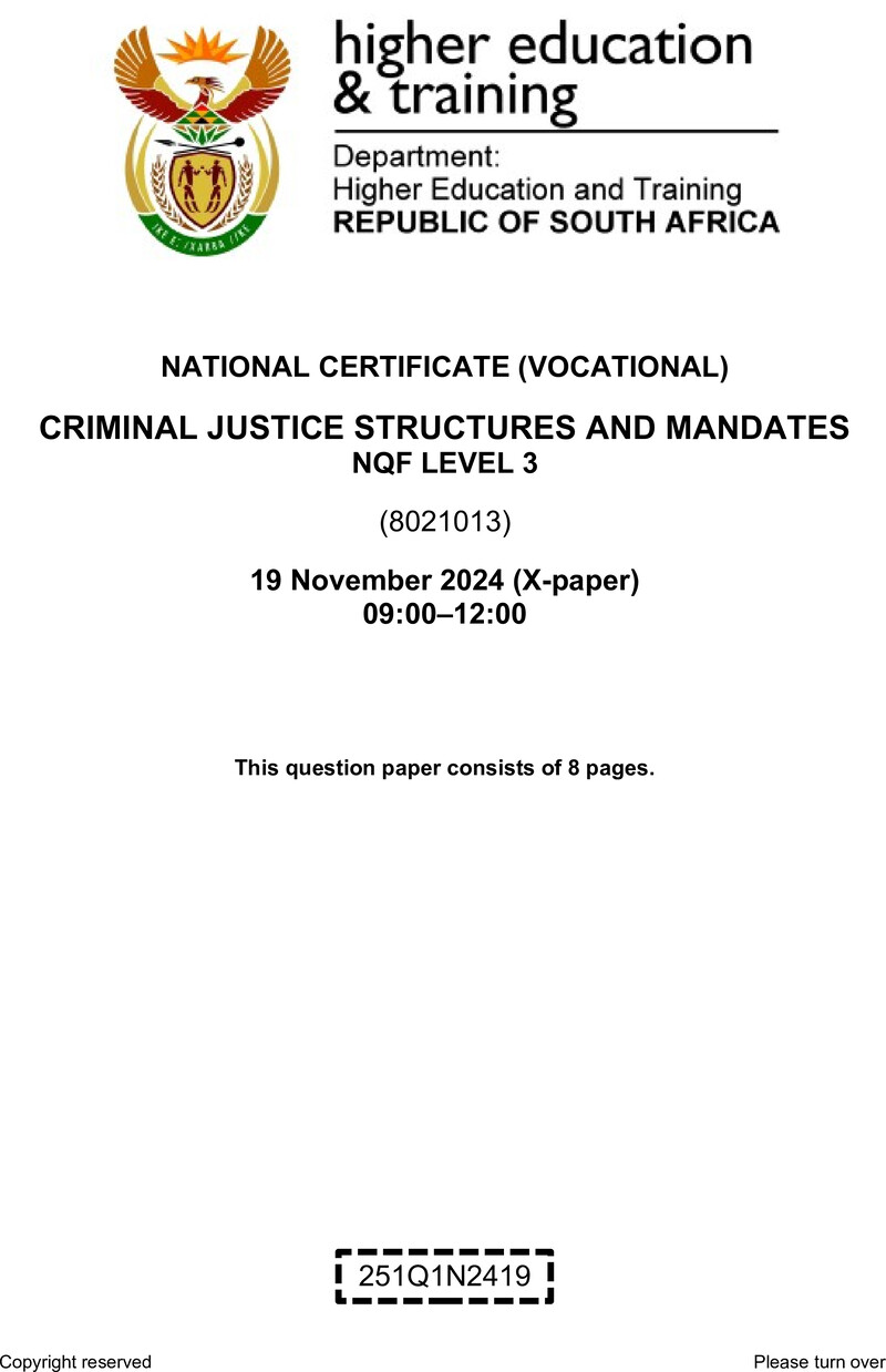 Nc720 Criminal Justice Structures And Mandates L3 QP Nov 2024