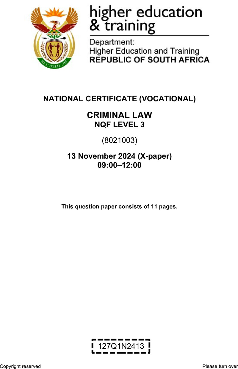 Nc730 Criminal Law L3 Nov QP 2024