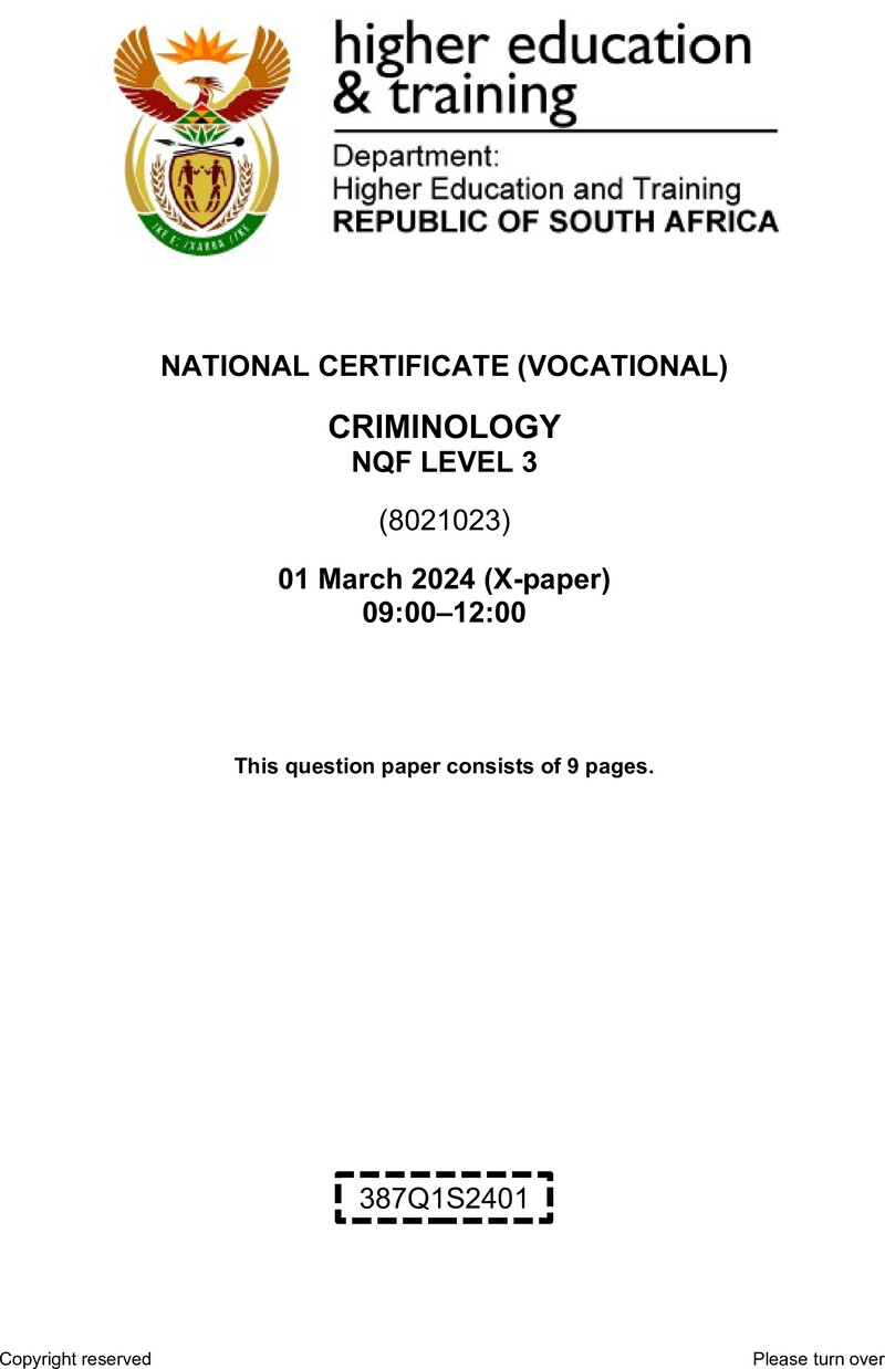 Nc730 Criminology L3 QP Supp 2024