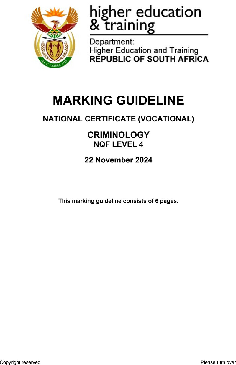 Nc740 Criminology L4 Memo Nov 2024