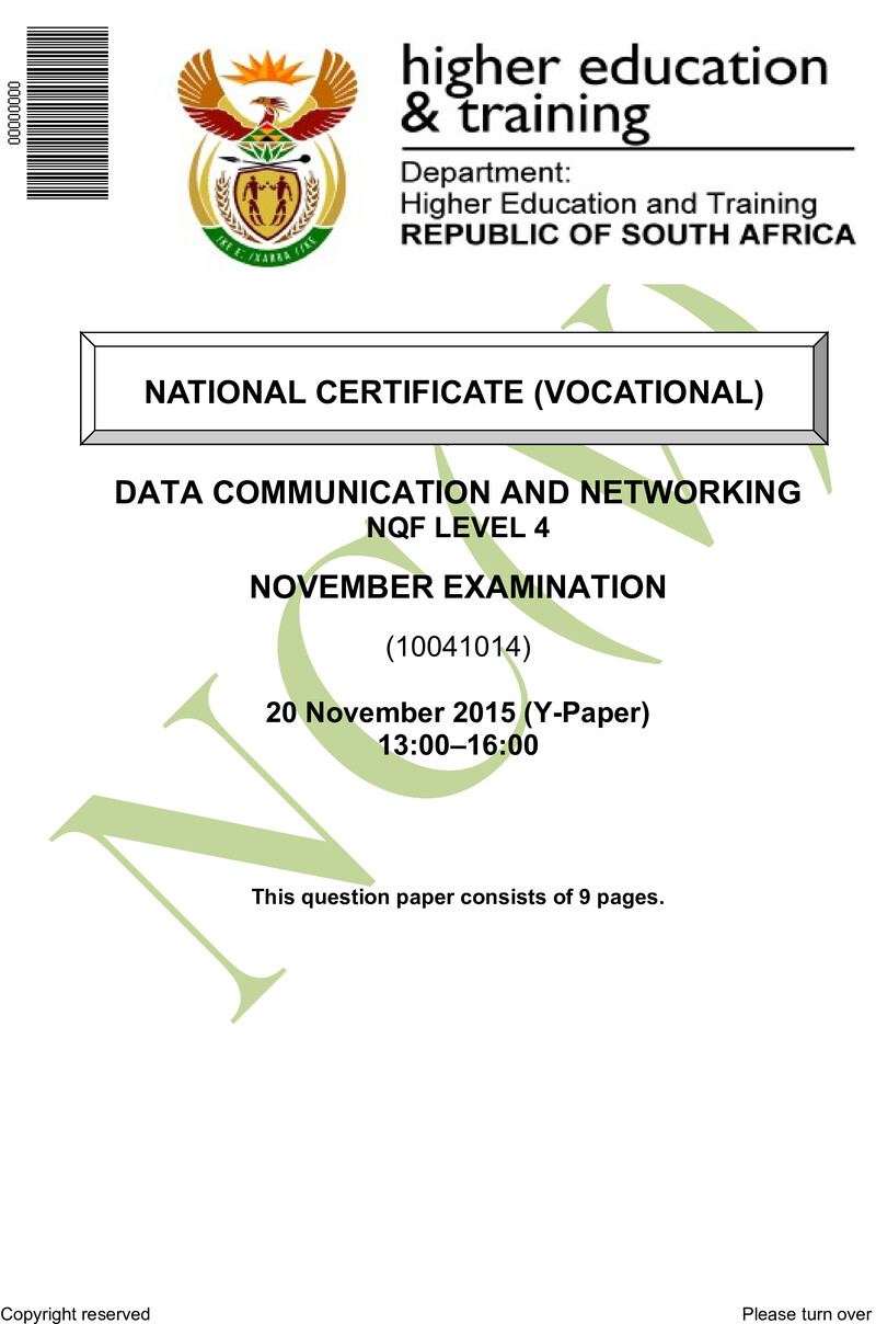 Nc740 Data Communication And Networking L4 QP Nov 2015