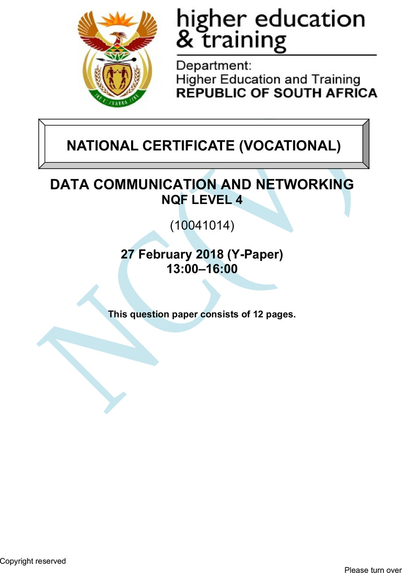 Nc740 Data Communication And Networking L4 QP Supp 2017