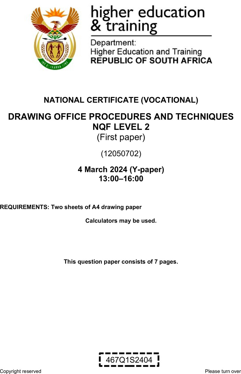 Nc760 Drawing Office Procedures And Techniques L2 P1 QP Supp 2024