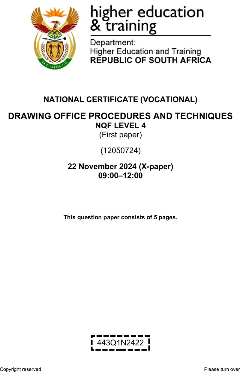 Nc800 Drawing Office Procedures And Techniques L4 P1 QP Nov 2024
