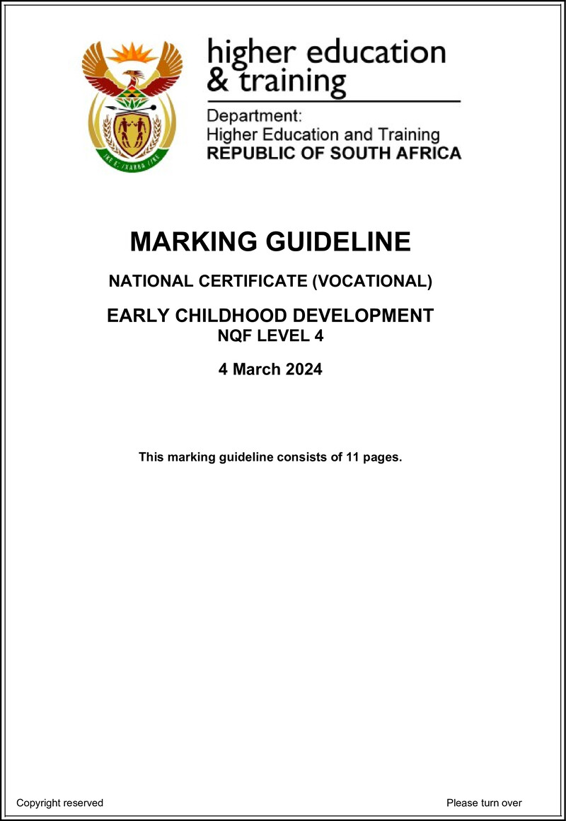 Early Childhood Development L4 Supp MEMO 2024 preview