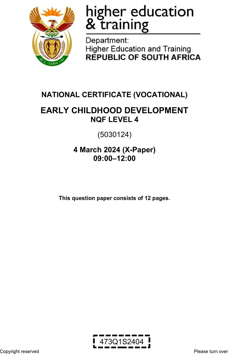 Nc840 Early Childhood Development L4 Supp QP 2024