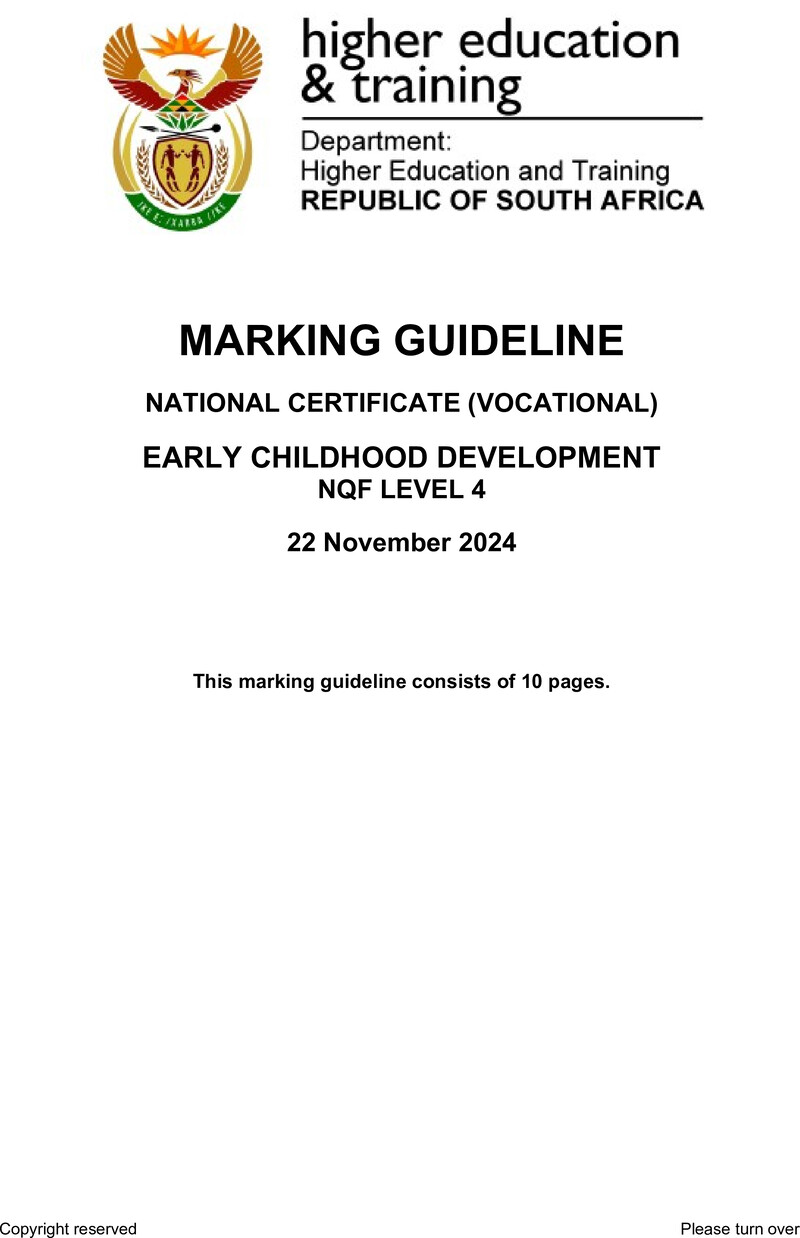 Nc860 Early Childhood Development L4 Memo Nov 2024