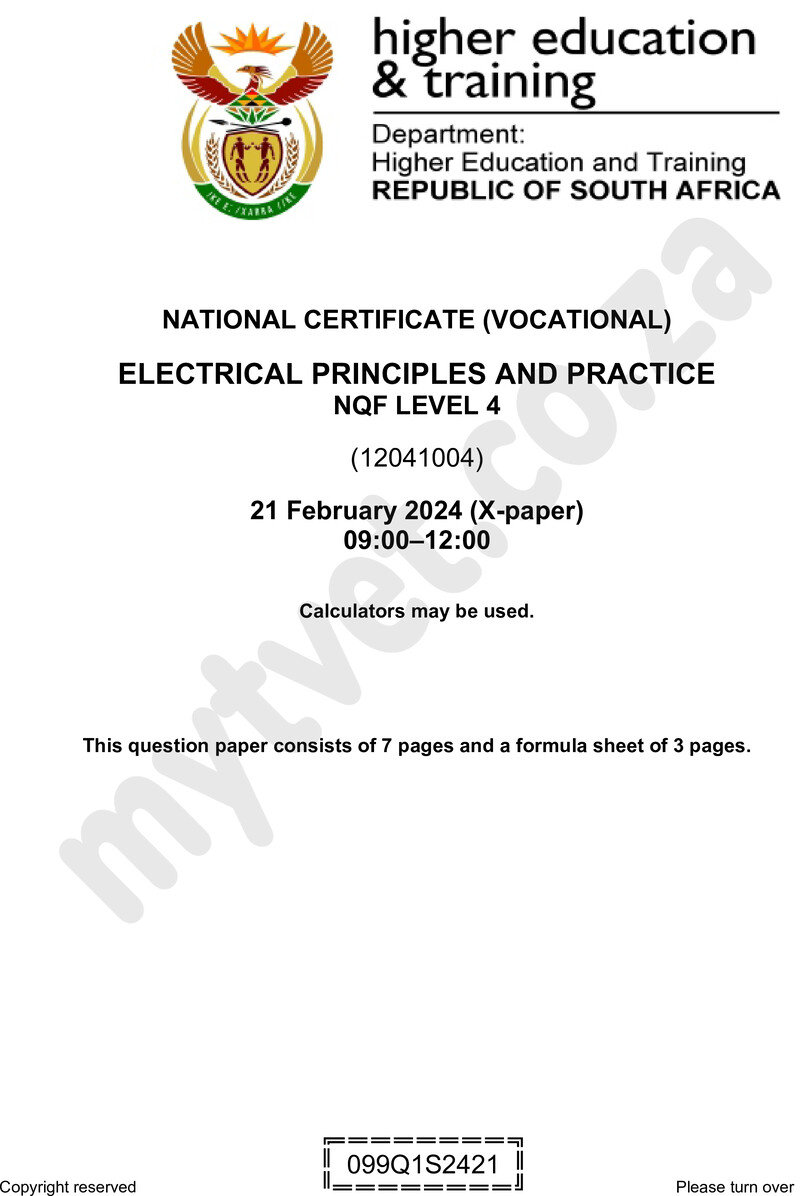 Nc900 Electrical Principles And Practice L4 QP Supp 2024