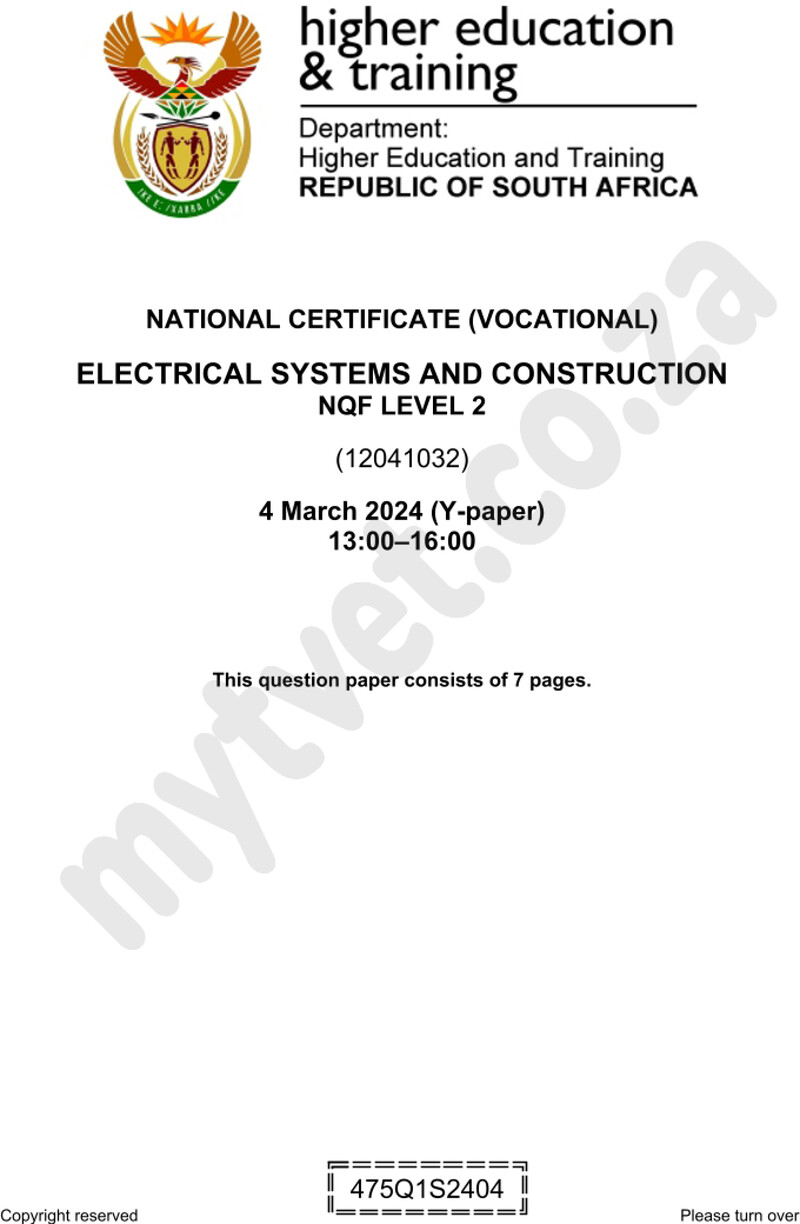 Nc910 Electrical Systems And Construction L2 Supp QP 2024